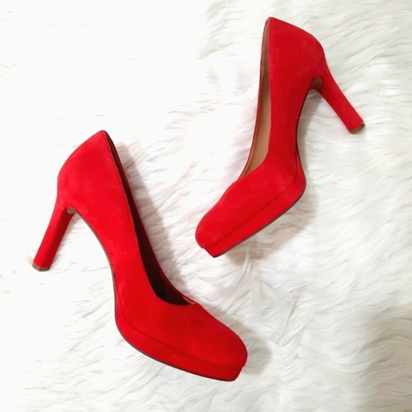 Naturalizer Teresa Hot Sauce Red Suede Heels 9N NWOB - Picture 2 of 9